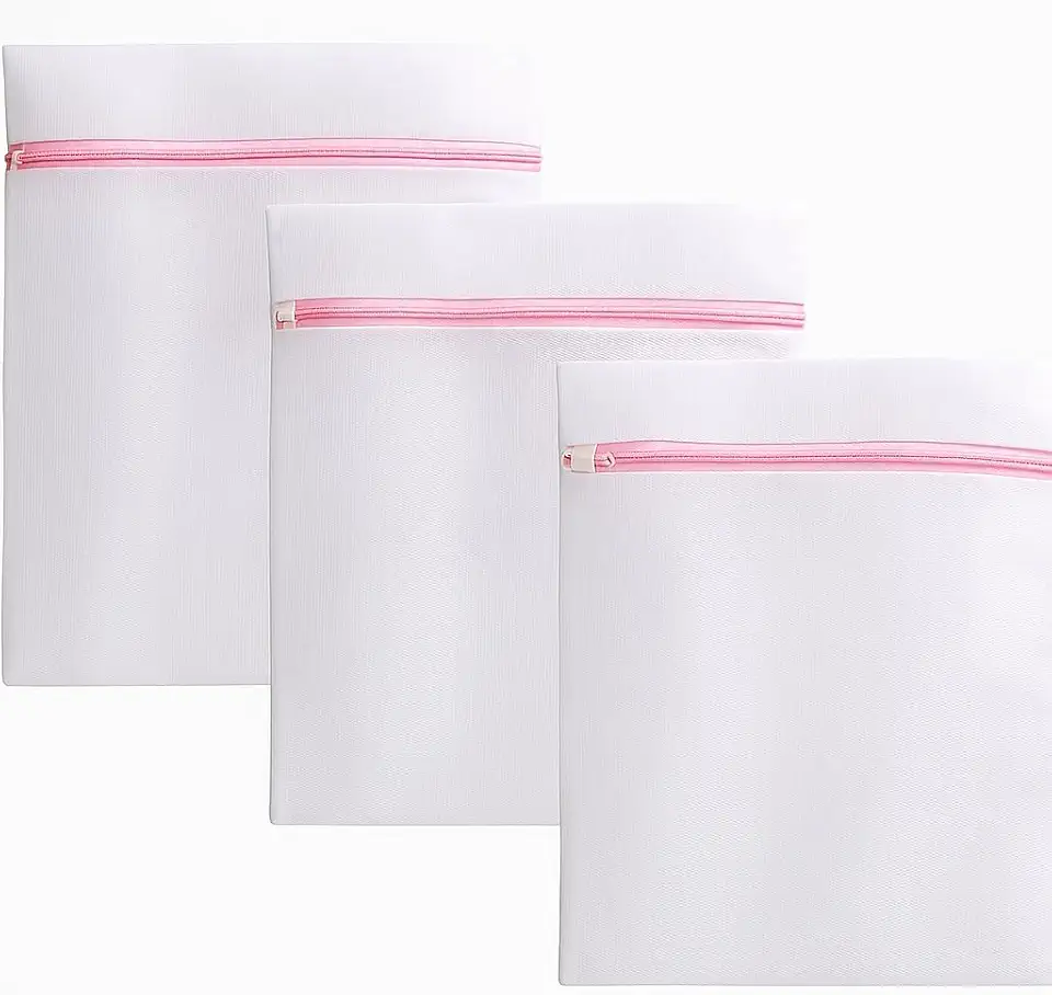 Kit Sacos de Lavar Roupas Delicadas com 3 Tamanhos Diferentes, Fechamento com Zíper, Protetor de Lingeries, Peças Finas e Organizador