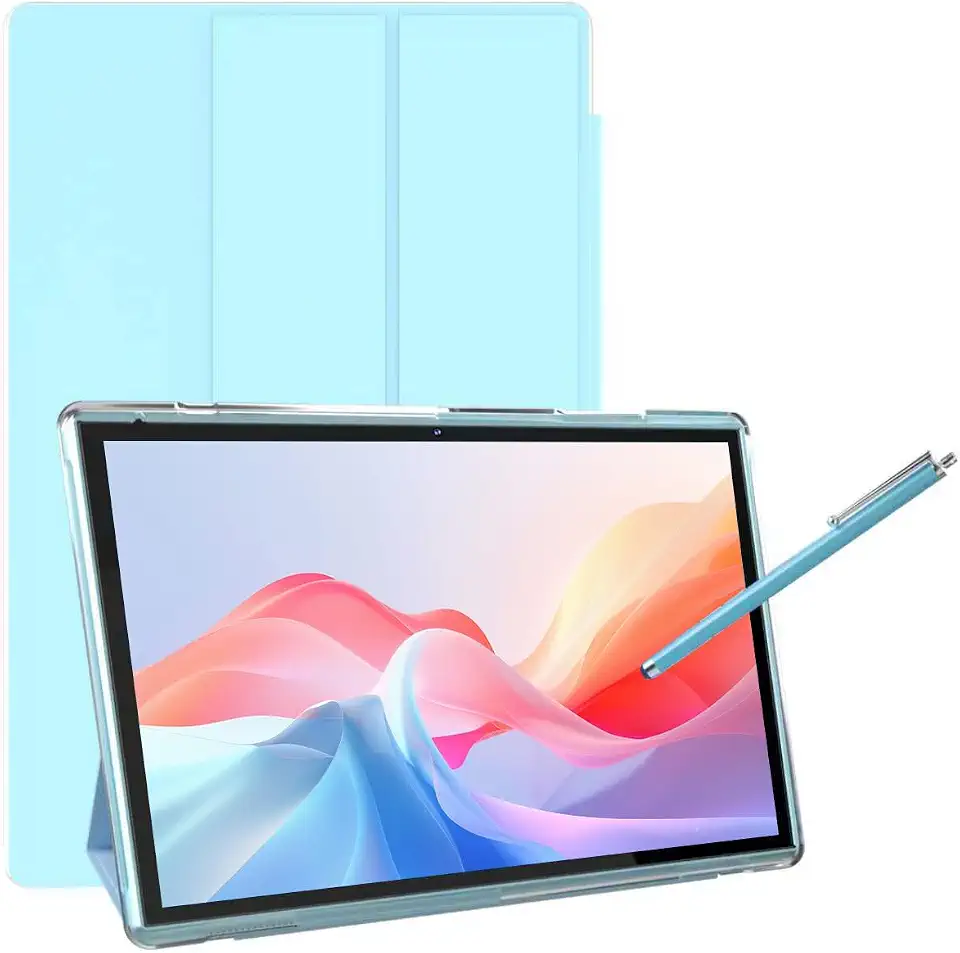 Tablet de 10 polegadas com capa protetora para tablet e caneta, tablets Android 14, 6 GB de RAM, 32 GB de ROM/expansão de 1 TB, bateria 8H 6000 mAh, WiFi, Bluetooth, tela sensível ao toque IPS HD de
