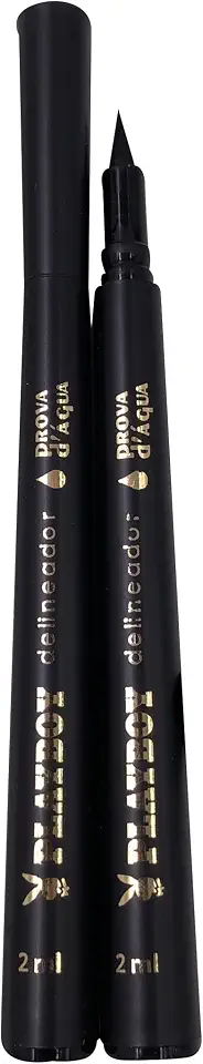 Caneta Delineadora Prova D'água Playboy – Traço Preto Intenso, Ponta Fina, Longa Duração Sem Borrar, Maquiagem Olhos Hb102523