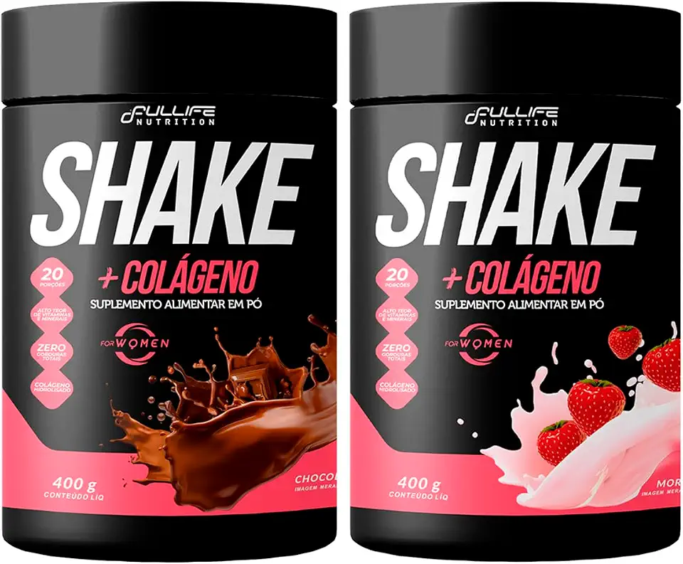 Shake Substituto de Refeição Com Colágeno Fullife 400g 2 Unidades (400g, Chocolate e Morango)