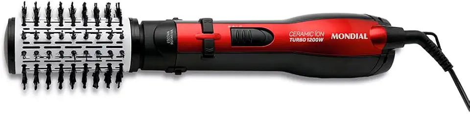MONDIAL Escova Rotativa Ceramic Íon Turbo, Vermelho/Preto, 110V - ER-09