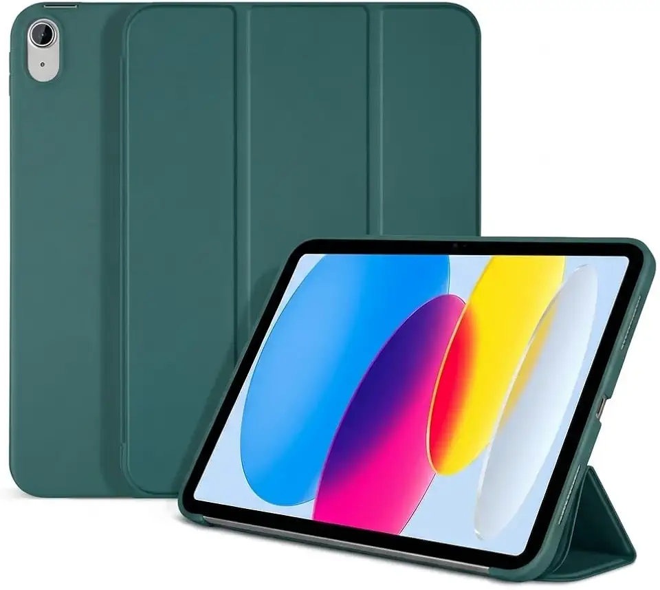 Capa Magnética para iPad 10ª e 11ª Geração MSATech – Case Fino de Silicone Premium com Suporte Ajustável, Função Sleep/Wake Automática e Proteção Translúcida Compatível com Modelos A16 (Verde)