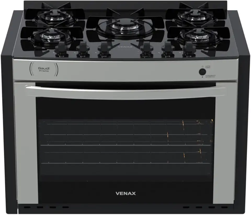 Fogao A Gas De Embutir Gaudi Prisma Vitreo Bl 5q Inox Gas Glp