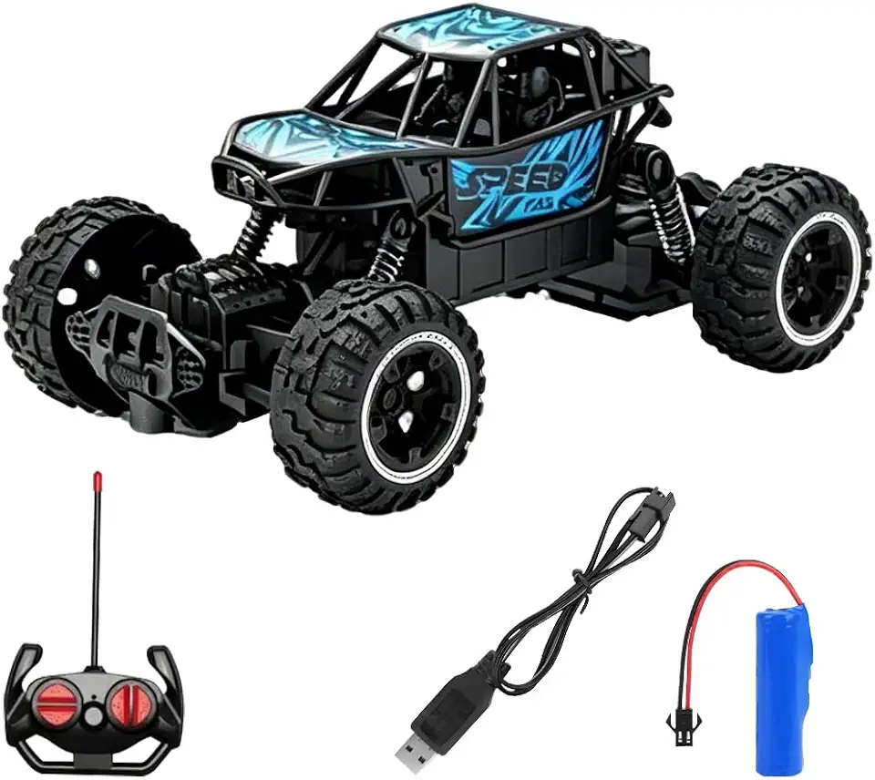 Carro de controle remoto off-road, recarregável, para todos os tipos de terreno, com faróis, brinquedo infantil para atividades ao ar livre, adequado para meninos e meninas de 6 a 12 anos.