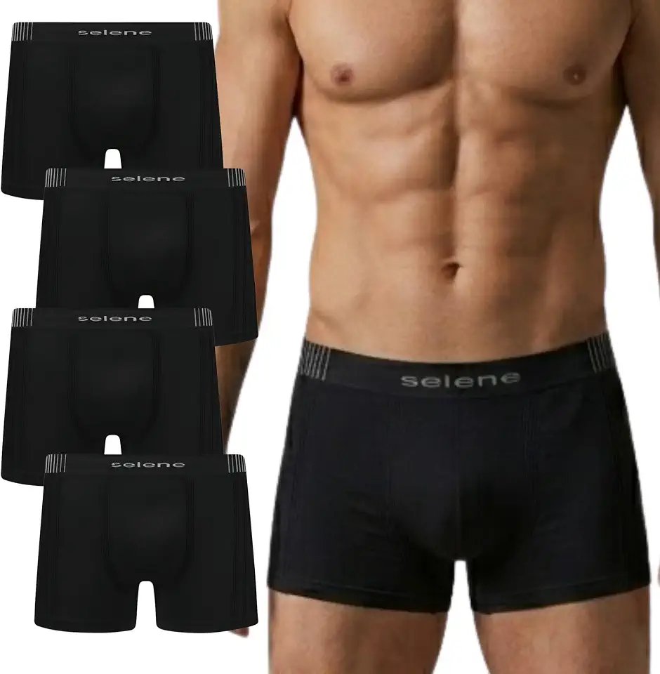 Kit 04 Cueca Boxer Sem Costura Selene Microfibra Box Masculina Adulto