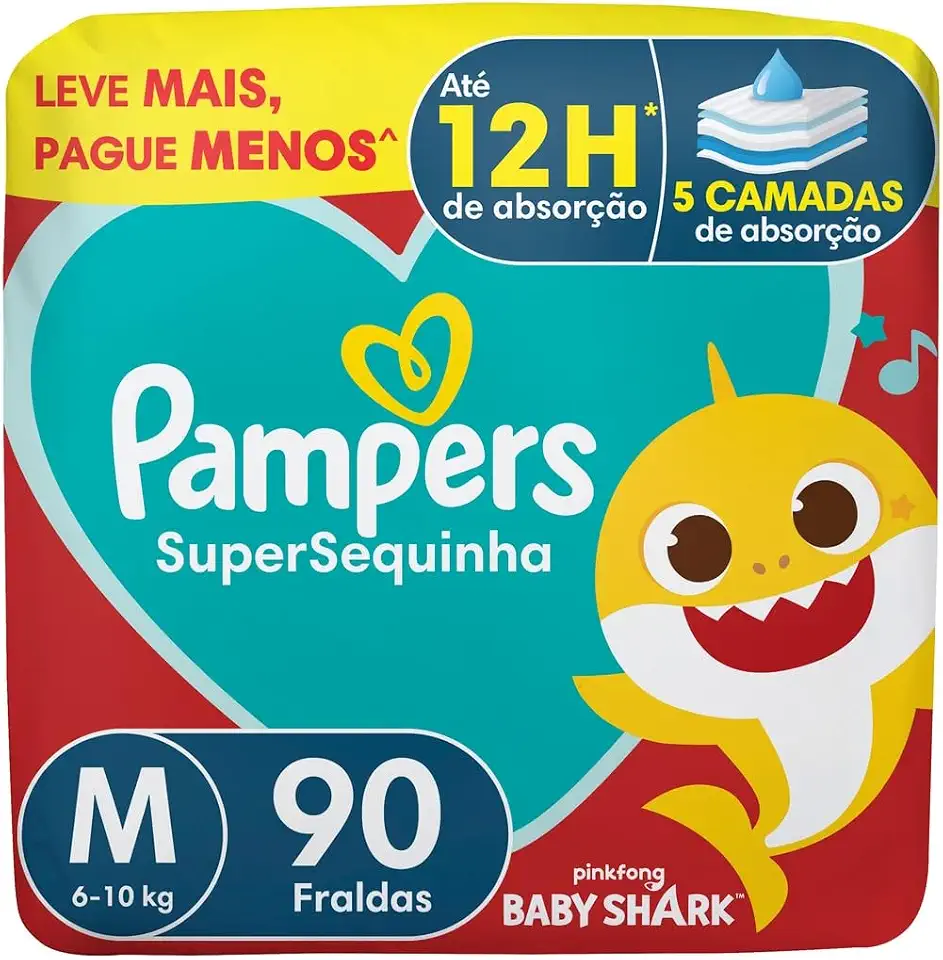 Fralda Pampers Supersequinha Tamanho M 90 Unidades