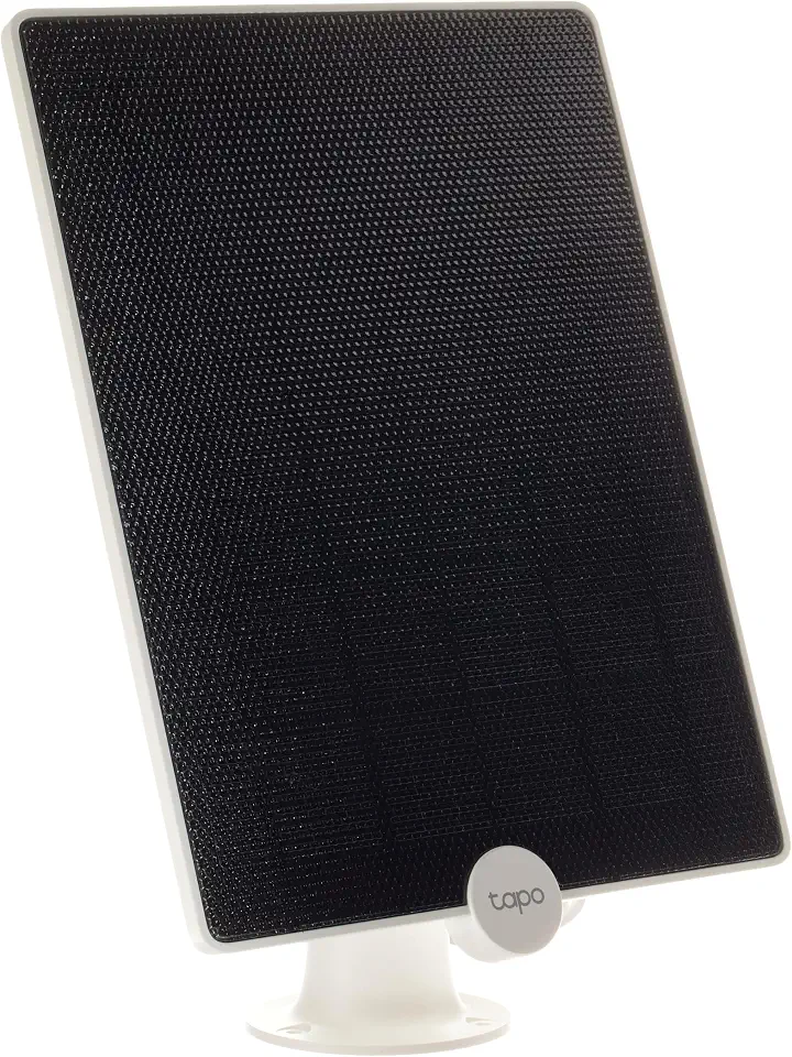 Painel solar Tapo TP-Link, potência de carregamento de longa duração com células solares de alta eficiência, IP65 à prova de intempéries, ângulo ajustável de 360°, compatível com câmeras de bateria