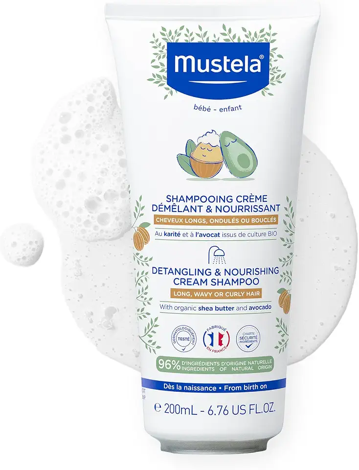Mustela Shampoo Cachos Desembaraçados 200ml - Para Cabelos Ondulados, Cacheados e Texturizados - Limpa Suavemente, Nutre e Desembaraça