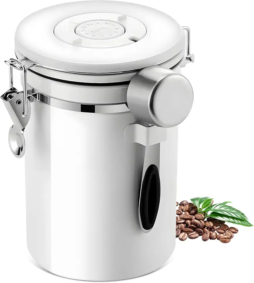 Pote Cafe Hermetico Inox Grãos Café Chá Açúcar Farinha Cereais Pote Armazenamento Cafe Vasilha Café com Colher para Escritórios Domésticos e Assim Por Diante Recipiente Café Aço Inoxidável 2,8L