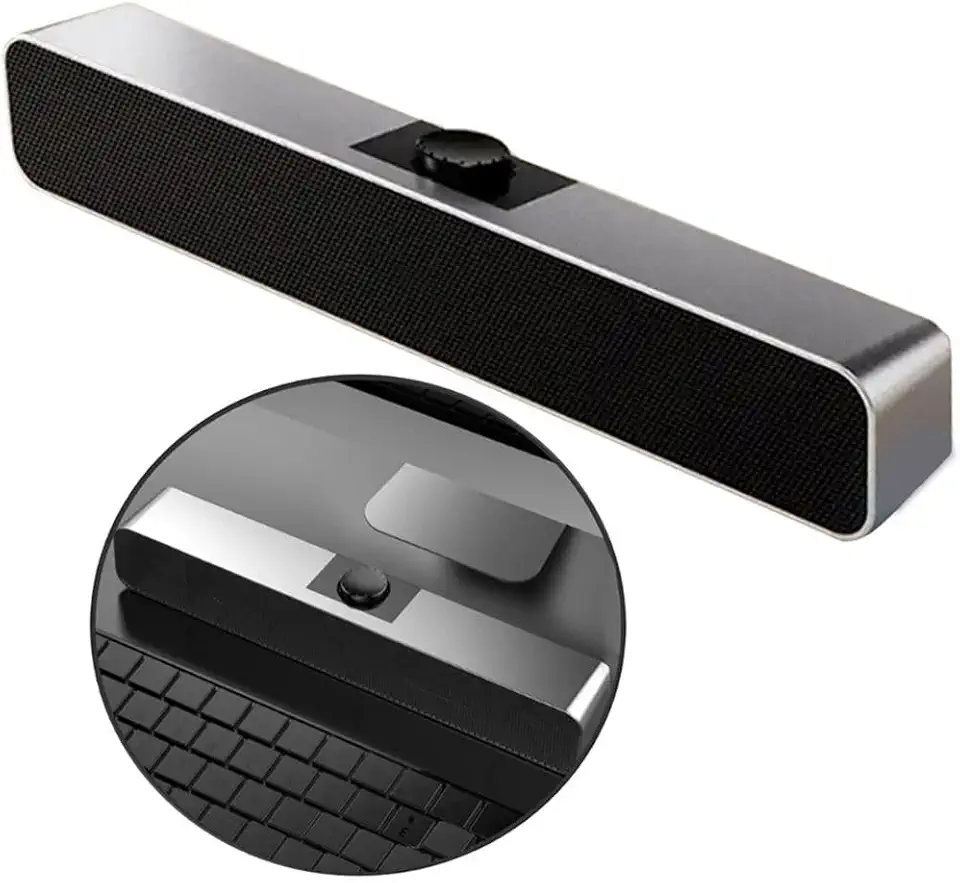 Caixa De Som Potente Soundbar Pc Notebook Computador Smart Tv Design Metálico Pôtencia Sonora Subwoofer Alto Desempenho Com Efeito Estéreo e Modo Auxiliar Premium