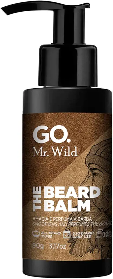 Balm de barba GO Mr Wild, hidrata, amacia e perfuma os fios, fragrância amadeirada fresh, vegano, GO Man