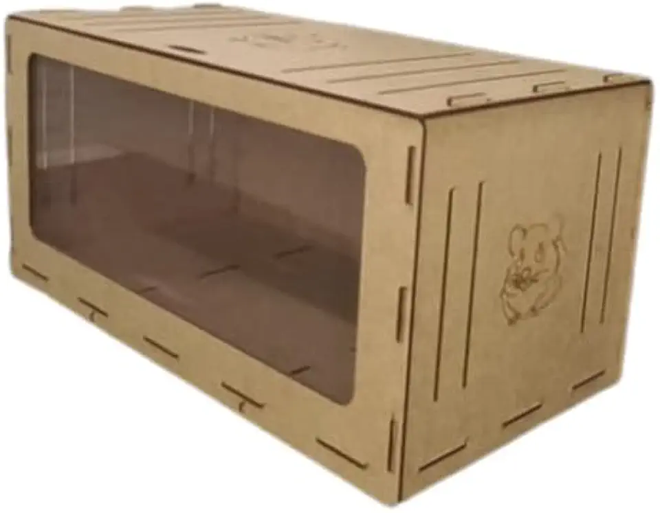 Gaiola Terrário para Hamster e Roedores com Comedouro, Marrom