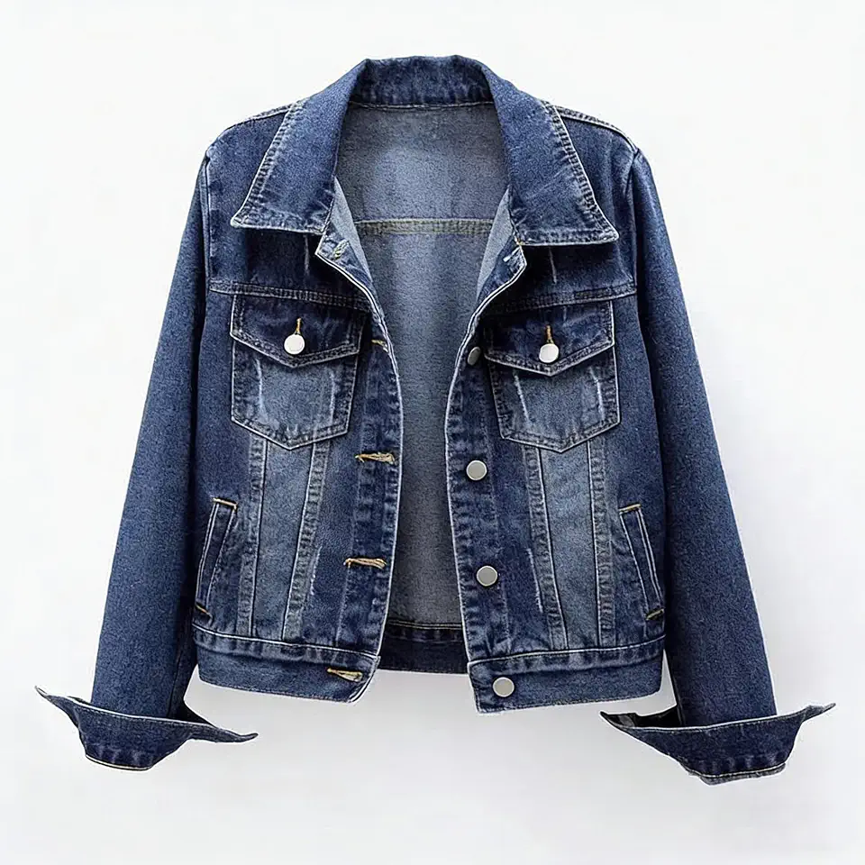 Jaqueta jeans feminina, casaco simples e versátil