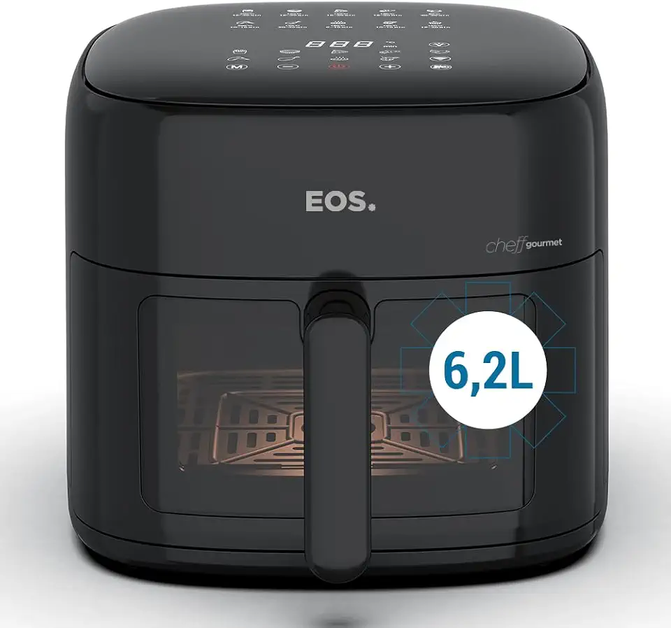 Fritadeira Sem Óleo Air Fryer Eos Chef Gourmet 6.2 Litros Compacta Digital Preto Eaf60p 110v