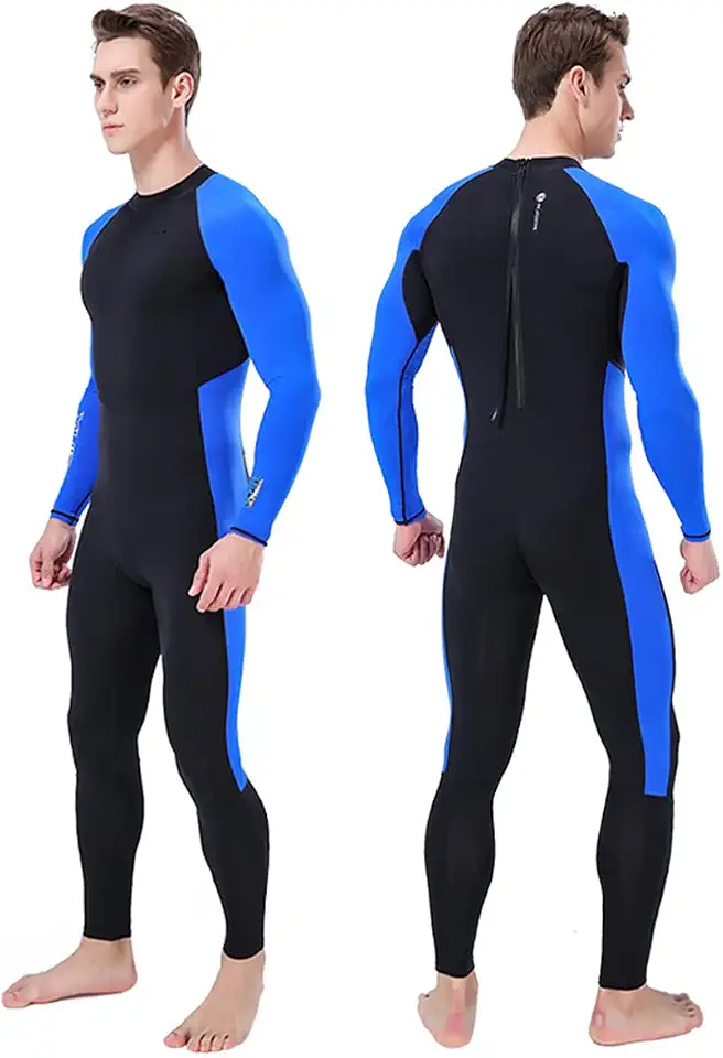 Roupa de mergulho masculina de neoprene com 3 mm, roupa de mergulho de corpo inteiro, manga comprida, zíper nas costas para surfe, snorkel, natação, surfe, adulto, em hidroginástica, água fria