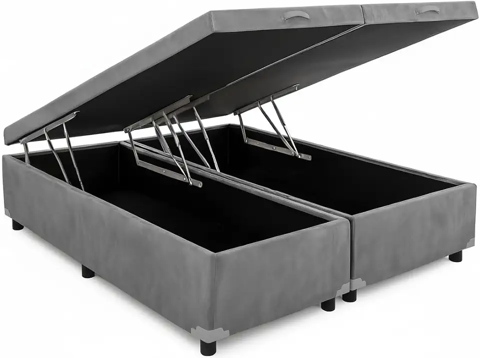 Cama Box Baú Casal Bipartido 69 Blindado Diversas Cores - (138x188x42) (Suede Cinza)