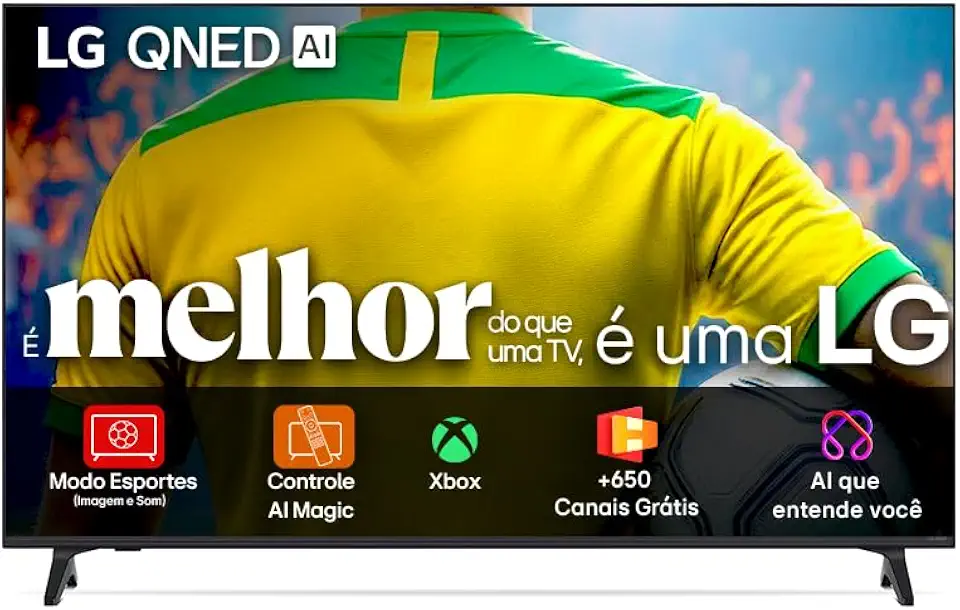 Smart TV 4K 50" LG QNED73 Portal de Games Processador AI α7 Gen8 4K Super Upscaling Google Cast Integrado Controle AI Magic WebOS 25 Modo Esportes Alerta de Esportes