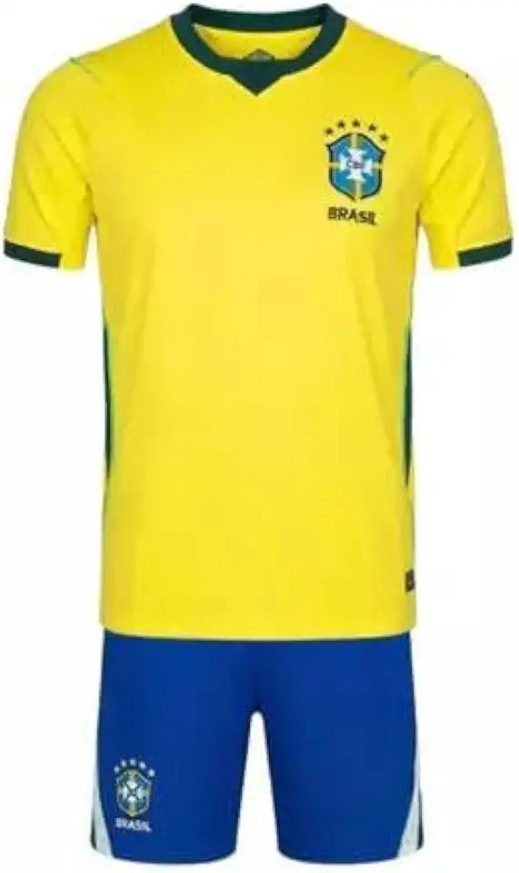 Conjunto Infantil Do Brasil Camisa e Bermuda Uniforme de Futebol Esportivo
