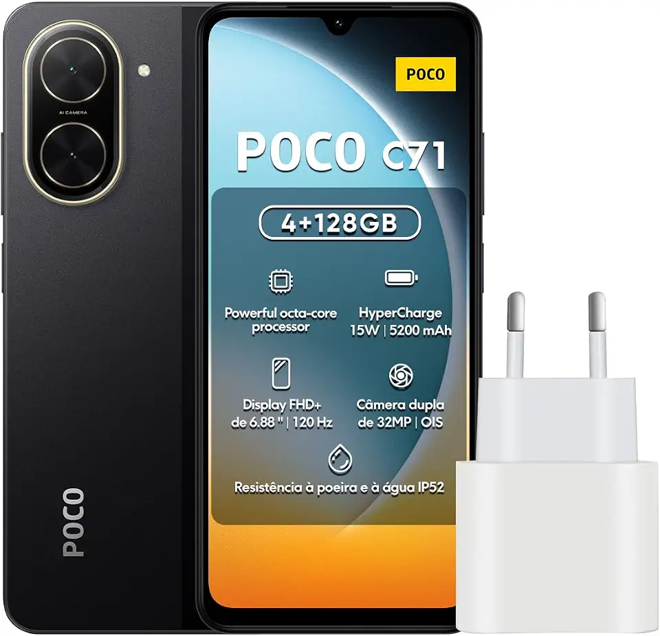Smartphone Xiaomi Poco C71 Preto 4G 4GB RAM 128GB ROM[25028PC03G]