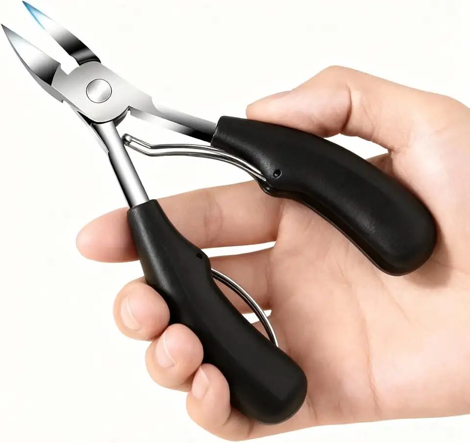 Alicate Cortador de Unha para Pés e Mãos, Aço Inoxidável, Unhas Grossas e Encravadas, 13 cm, Preto