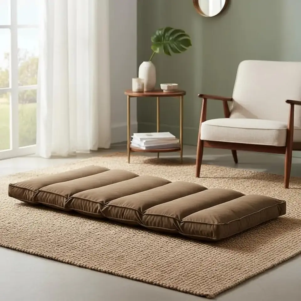 Futon Solteiro Dobrável 70x170cm, Espuma Hiper Soft, Capa Removível e Lavável em Suede, Multiuso - Confort Linens (Castor)