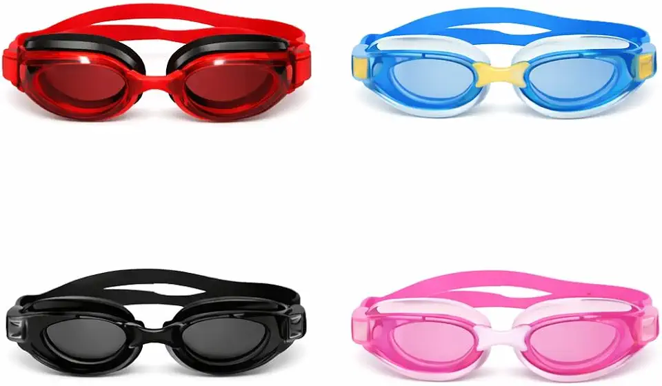 Óculos de Natação Infantil com Lentes Transparentes, Proteção UV, Anti-Embaçante, Vedação Anti-Vazamento, Alça Ajustável, Inclui Protetor de Ouvido e Ponte Nasal, Ideal para Piscina.