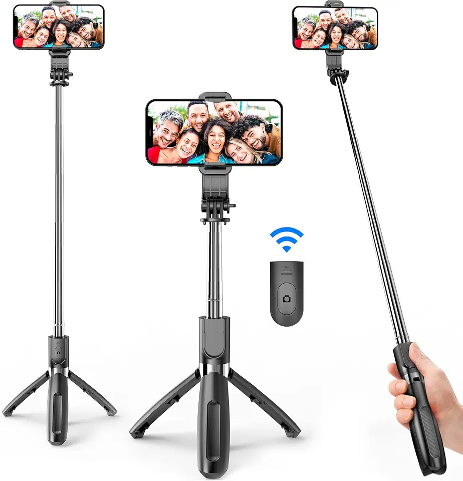 Bastão de selfie portátil, suporte de tripé de telefone portátil com controle remoto sem fio removível, tripé de bastão de selfie para iPhone 14 13 12 11 pro Xs Max XR X 8 7 Plus, Android Moto Samsung
