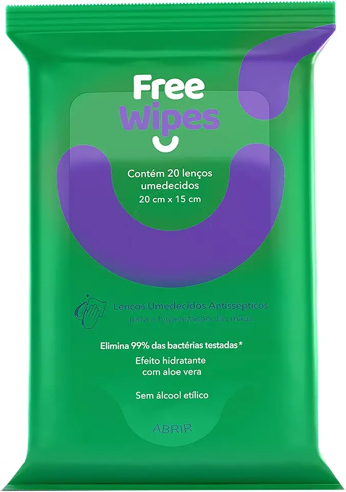 Free Wipes Lenço Umedecido Antisséptico