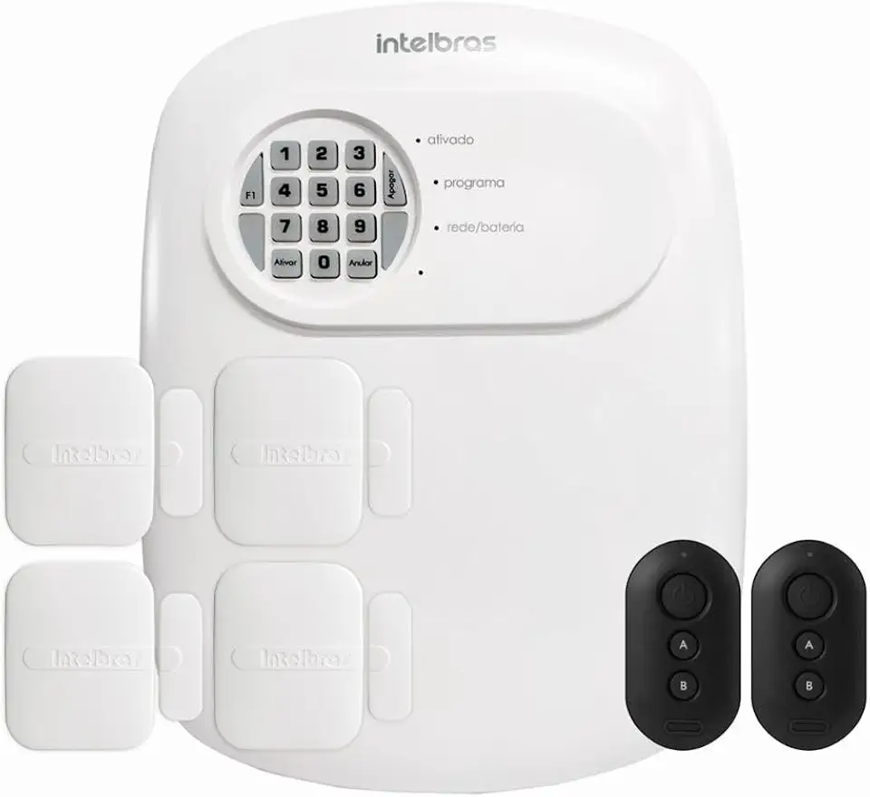 Kit Central de Alarme Anm 24 Net Intelbras 4 Sensores Magnético Abertura Porta Janela Xas 4010 Smart