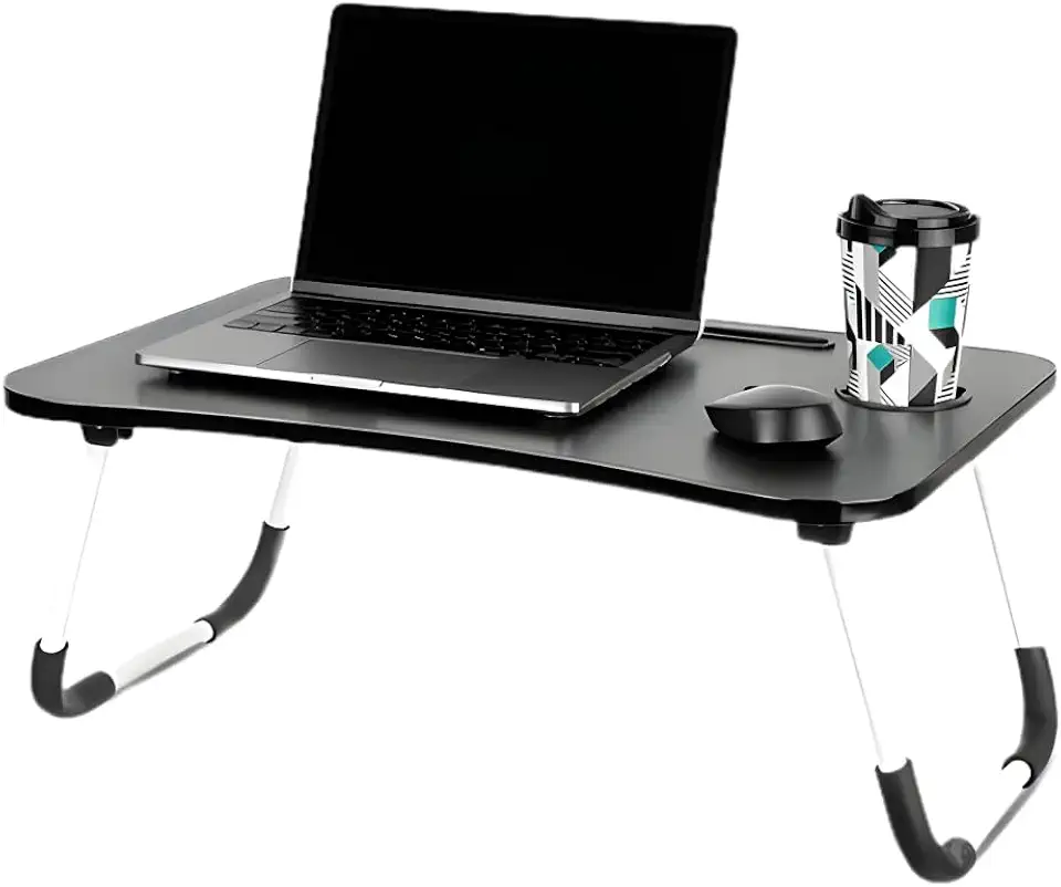 Mesa Para Notebook Portátil Articulada Mdf Grafite Suporte Para Laptop Dobrável Home Office Cama Porta Tablet (Preto)