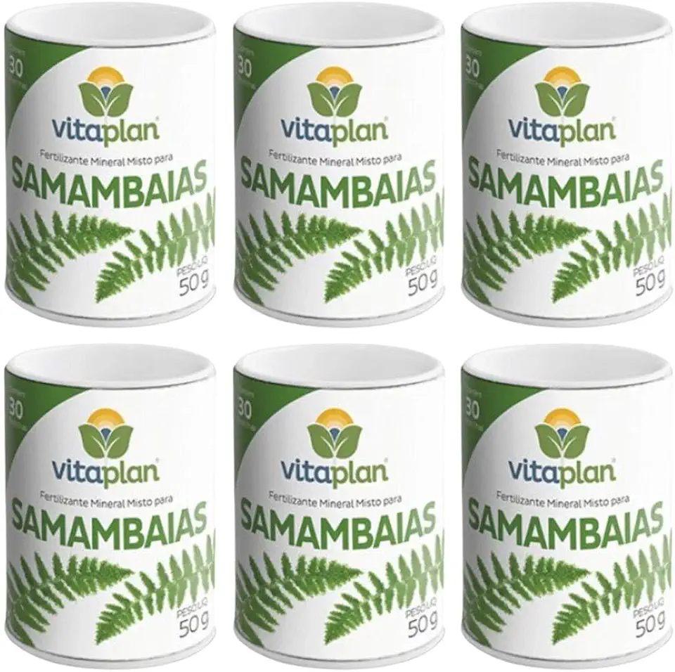 Kit 6 Adubo Fertilizante Pronto Para Uso Em Pastilha de Liberação Lenta Para Samambaia 50g Única 30 Pastilhas Vitaplan - Nutriplan
