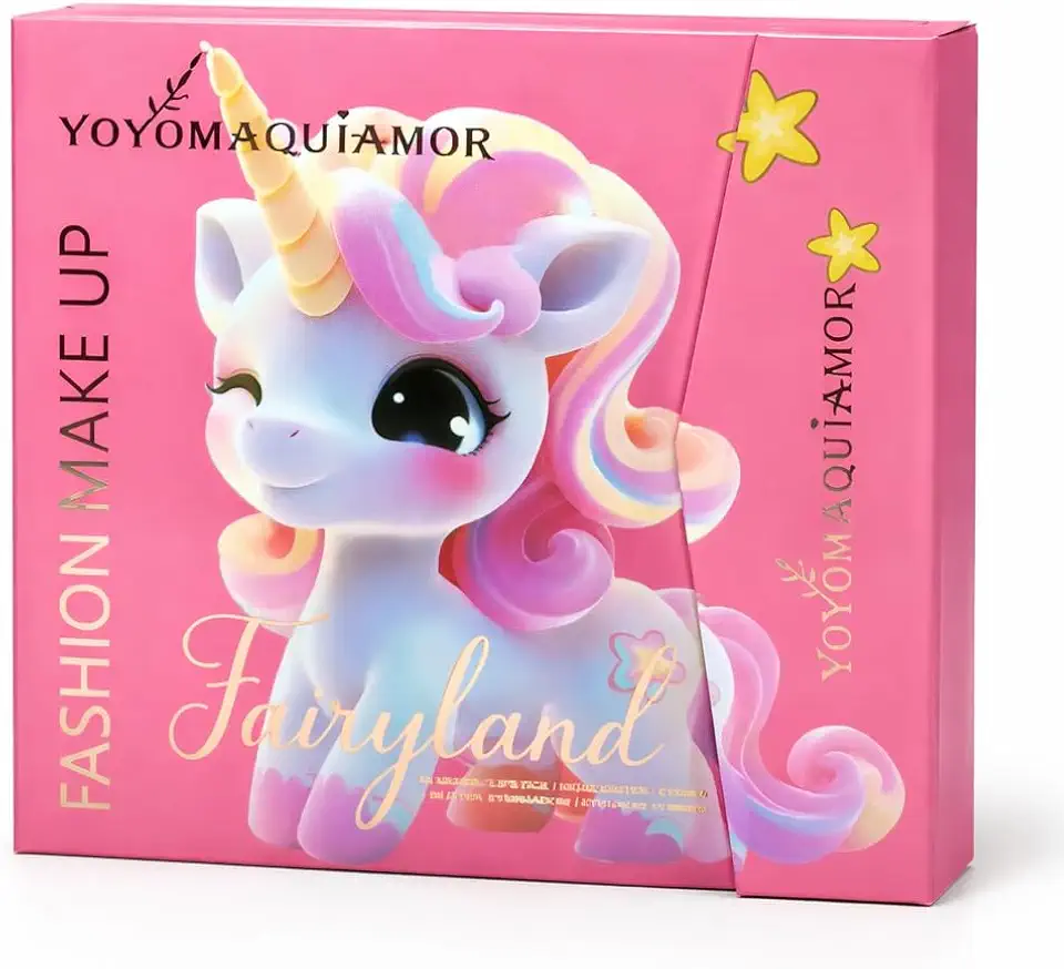KIT DE MAQUIAGEM Fairyland, Paleta de Sombras, Iluminador, Blush, Batom, Glitter, com Espelho