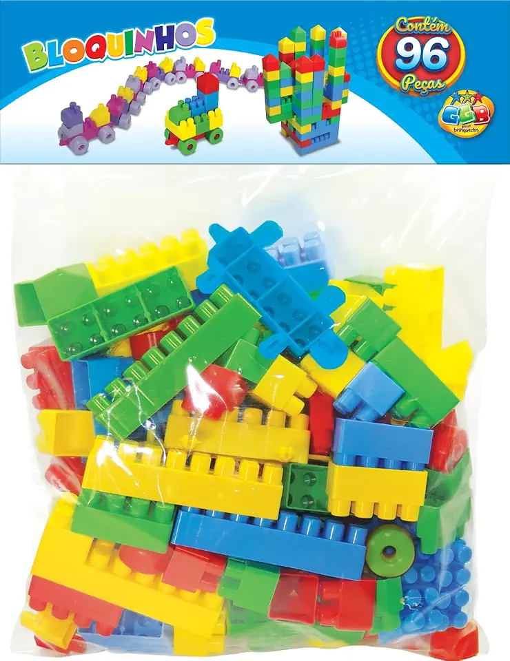 GGB Plast, 332, Blocos De Montar 96 peças educativos didático infantil