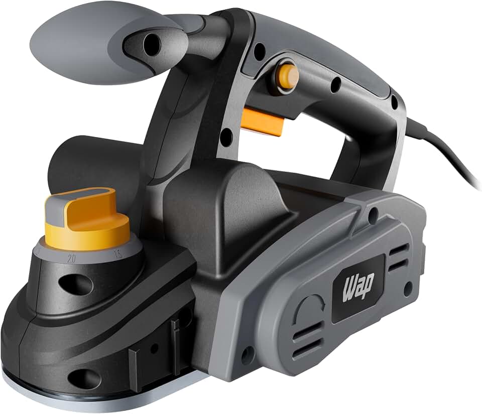 WAP Plaina Elétrica WF PE01 com Empunhadura Auxiliar Emborrachada, 2 Lâminas por Eixo, Ajuste de Profundidade, 760W 220V
