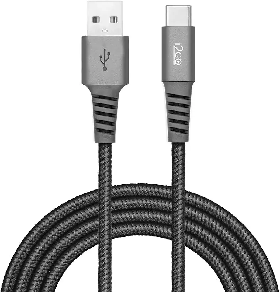 Cabo USB-C I2GO 2m 2,4A Nylon Trançado Chumbo - I2GO PRO