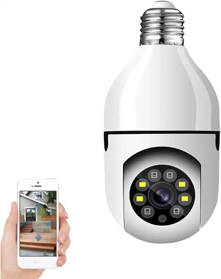 Câmera Segurança Ip Wifi Lâmpada NO2PROBLEMS Prova D'água Giratória Visão Noturna Infravermelho 1080P HD Câmeras Wireless 360° Inteligente Full HD