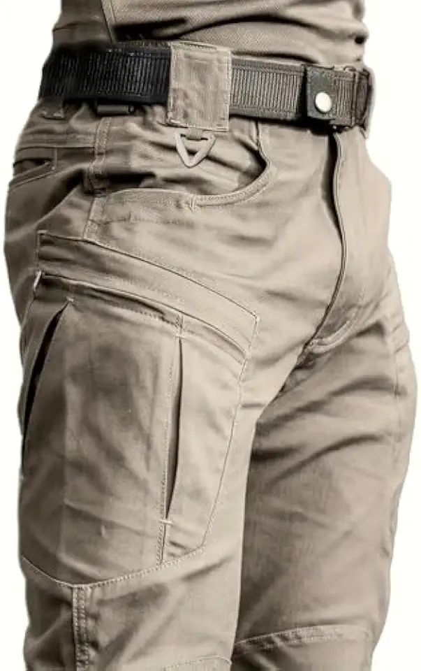 Calça masculina tática para uso ao ar livre, durável, com vários bolsos, para caminhadas, acampamento e treinamento, ajuste regular