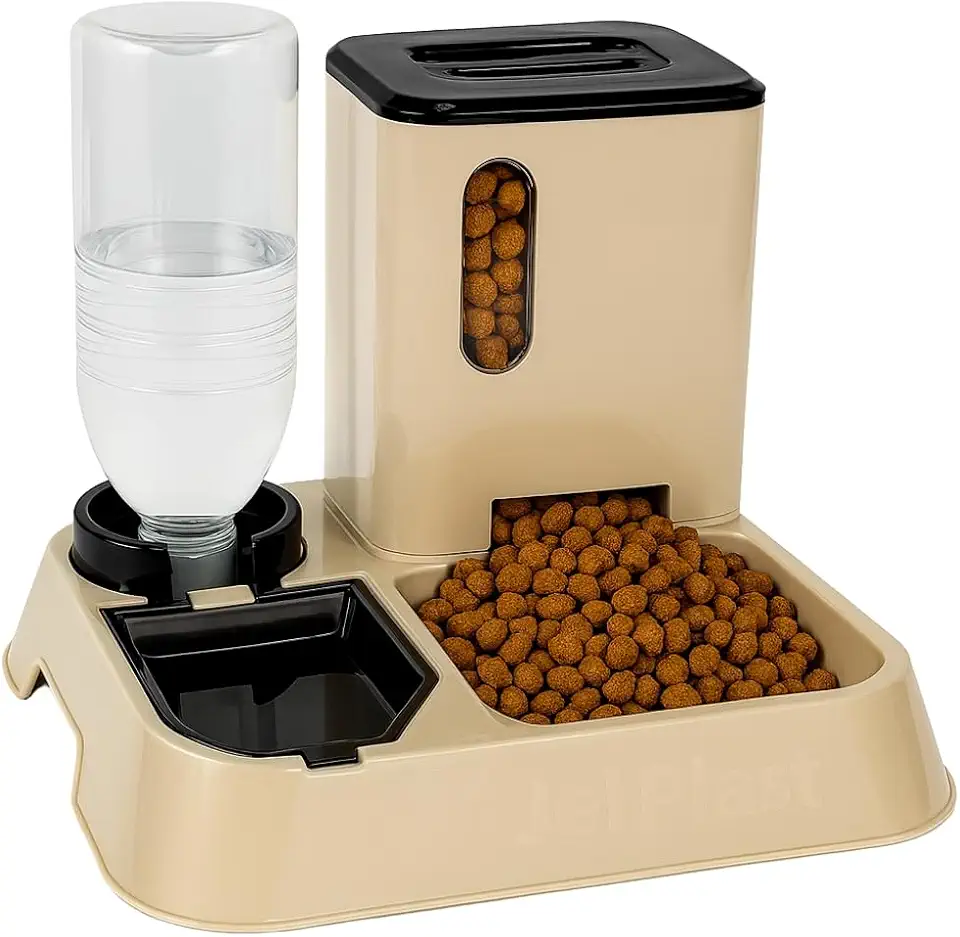 Comedouro E Bebedouro Automático Alimentador Inteligente 2 em 1 água e Ração (Bege)