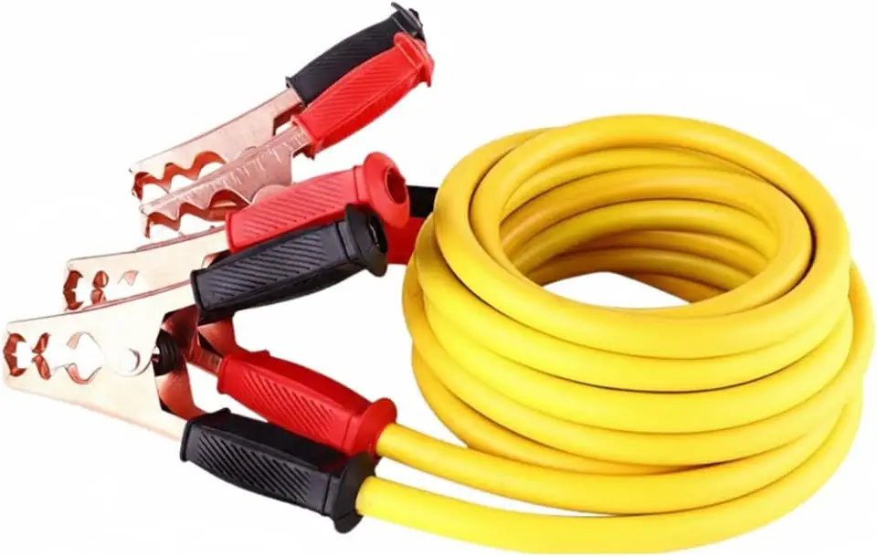 Cabo de Chupeta 800A para Bateria de Carro 2.5m Alta Capacidade, Amarelo com Garras Vermelhas e Pretas