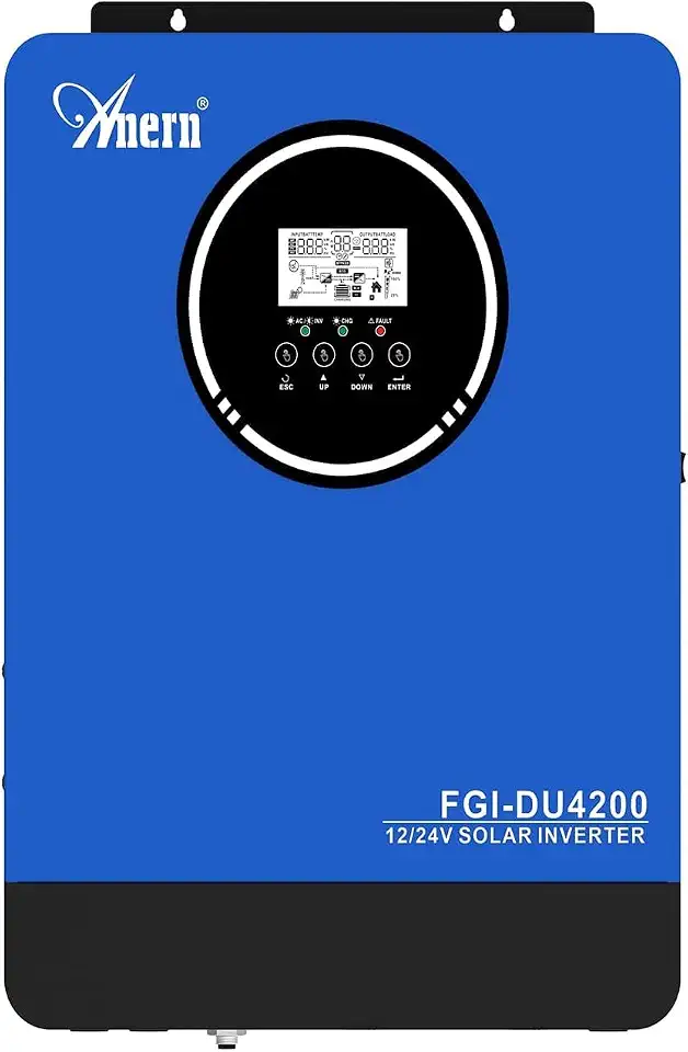 Inversor Solar Híbrido de Dupla Tensão 4200W 24V 2300W 12V para 220-230VAC, Inversor Off-Grid de Onda Senoidal Pura com Controlador de Carga Solar MPPT de 120A, Compatível com Bateria 12V/24V