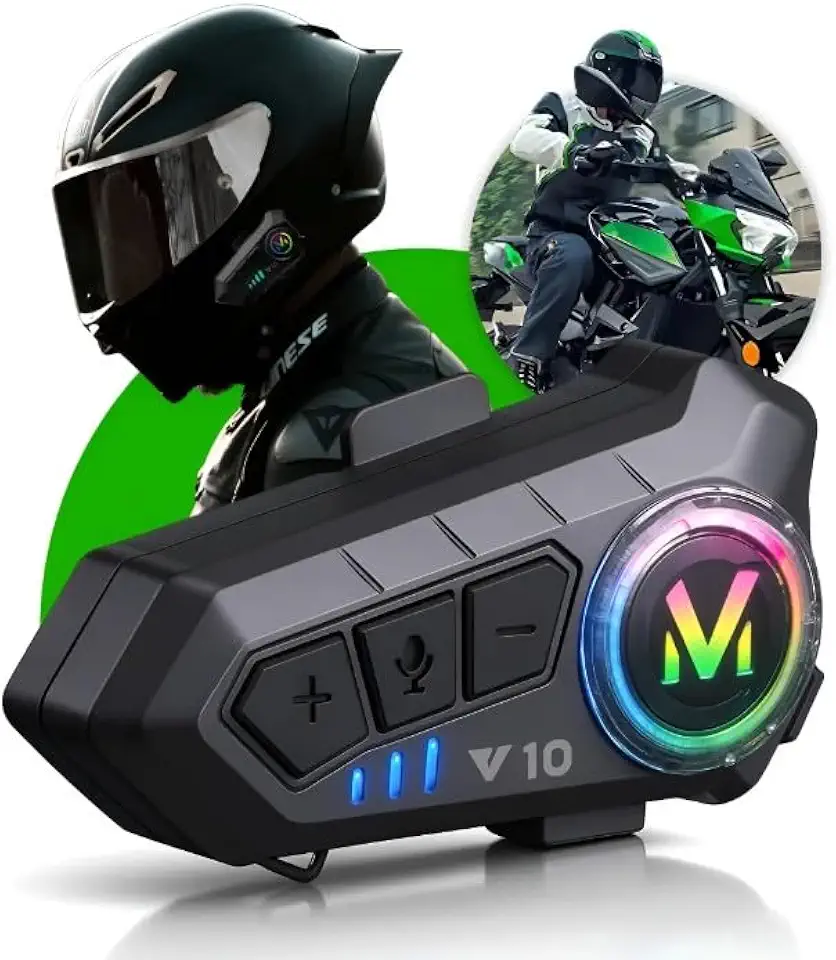 Fone Bluetooth Y10 para Capacete de Moto | Som Hi-Fi Potente | Bluetooth 5.3 Estável | Microfone com Redução de Ruído | IPX6 à Prova d’Água | Compatível iOS e Android