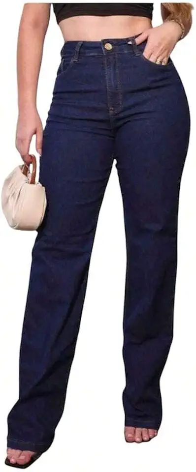 Calça Jeans Feminina Reta de Cintura Alta Tradicional Modelagem Confortável e Estilo Casual Premium
