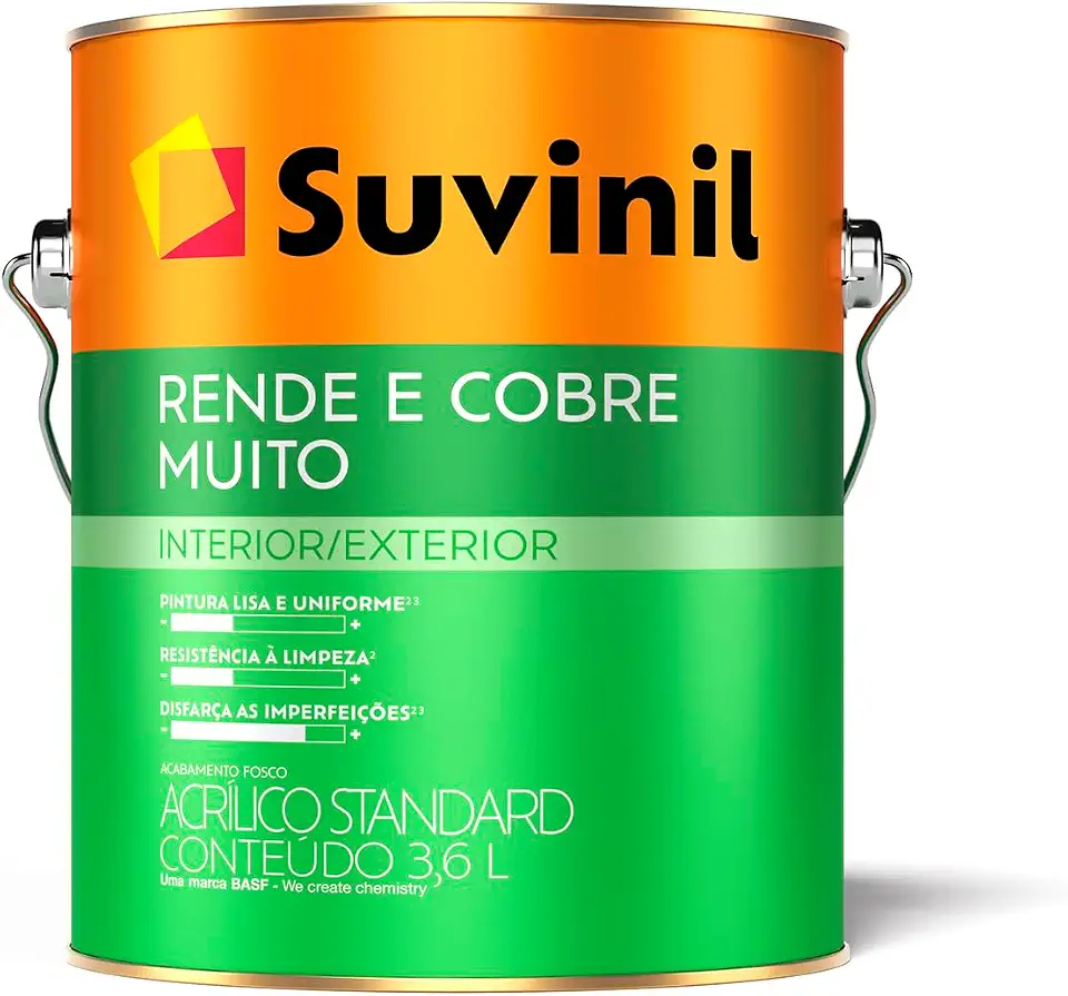 Tinta Suvinil Rende e Cobre Muito Acrilico Standart Branco 3,6L
