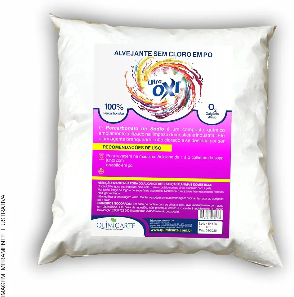 UltraOXI Alvejante em Pó Sem Cloro, 1kg, Remove Manchas em Roupas Brancas e Coloridas