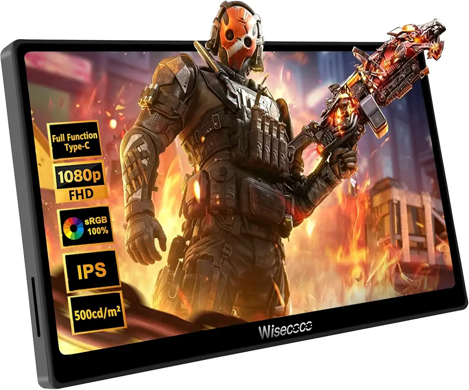 wisecoco Monitor portátil de 7 polegadas, tela sensível ao toque, IPS 1080P, 1920 x 1080, 120 Hz, mini tela LCD, segunda tela, USB C, HDMI, ultrafino, para Raspberry Pi 5/4 Switch, PS5, Xbox, laptop