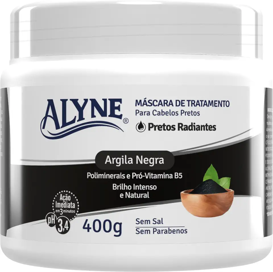 Alyne, Máscara de Tratamento, Para Cabelos, Pretos Radiantes, 400 g, Preto