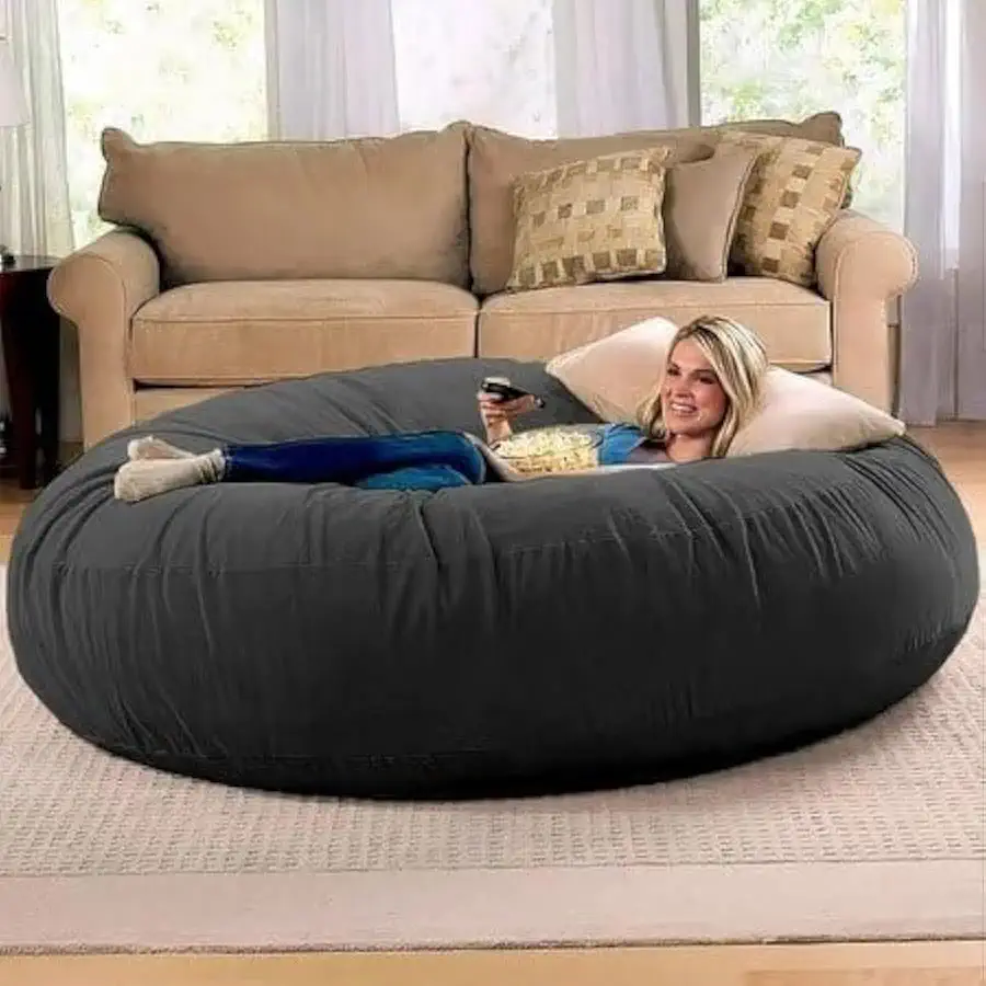 Puff Gigante Redondo140x20 Sem Enchimento Suede Premium Linha Gold