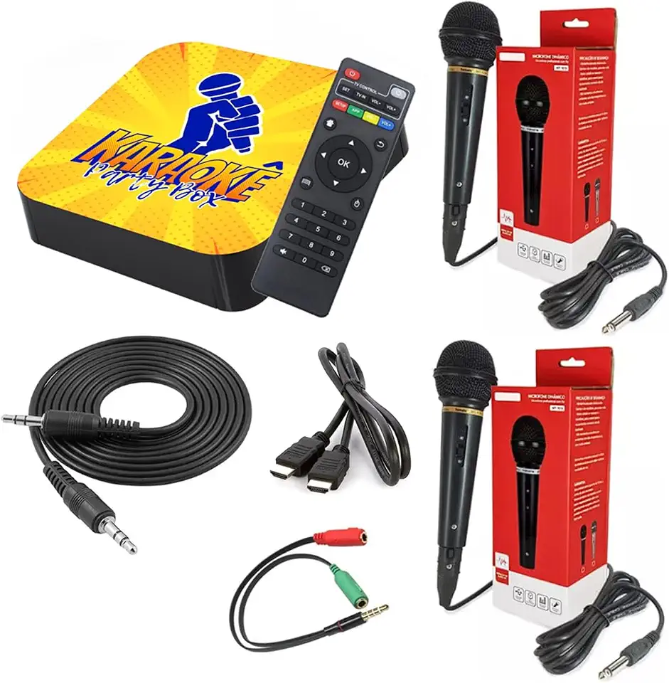 Karaoke Party Box Profissional Com Pontuação +de 2000 Músicas +2 Microfones