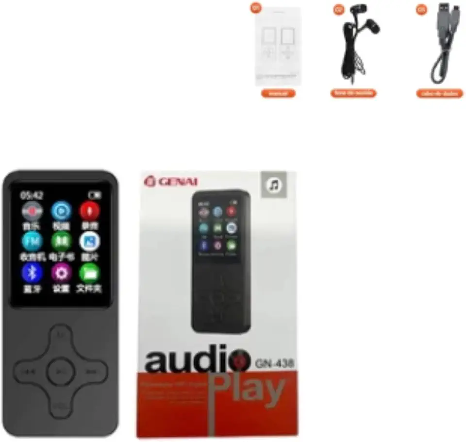 MP3 Player com Tela de Toque, MP3 Player Portátil com Bluetooth 5.0, Rádio FM, Gravação de Voz e Reprodução de Vídeo, Leve e Compacto para Esportes, Viagens e Presentes (Preto)