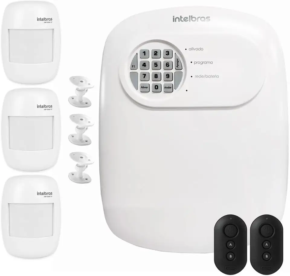 Kit Central de Alarme Anm 24 Net 3 Sensores Infravermelho Ivp 2000 Sf Intelbras Sf Alcance de 12mts